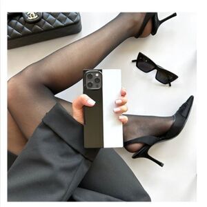 Flaunt Square Black and White Colorblock iPhone Case, iPhone 14 Pro